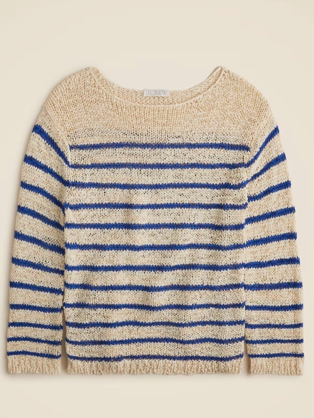 J Crew Montauk Beach Sweater Neutral Blue Striped NWOT SZ XS